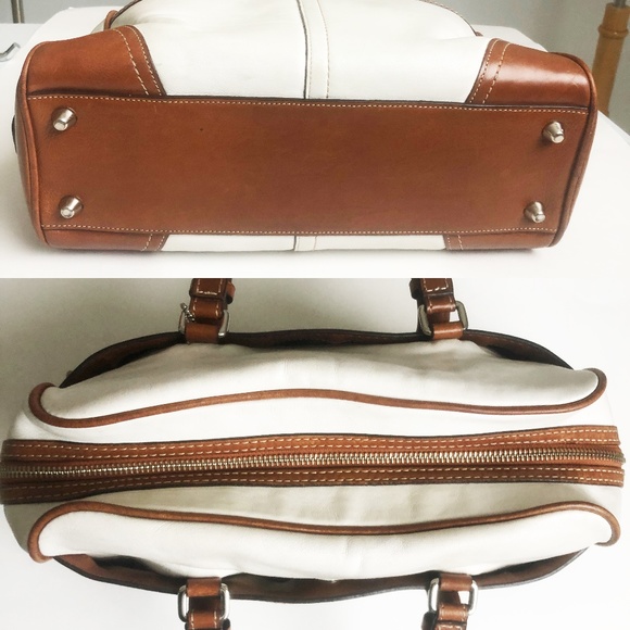 Coach Hampton Bag Doctors Satchel Shoulder Bag White & Tan Leather Style F11198 - Picture 5 of 8